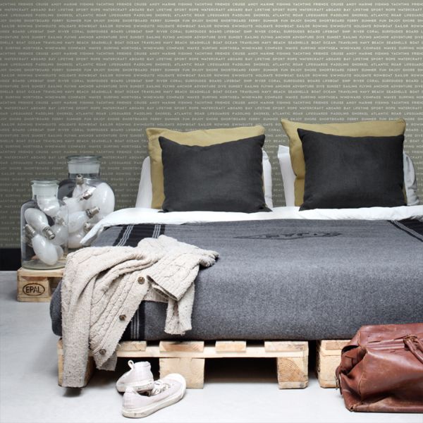 Estahome Maritieme Strandteksten Behang - 0,53 x 10,05 m - Donkerbeige