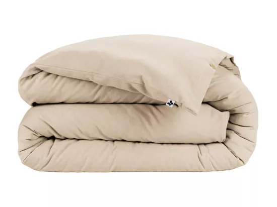 HEDDA - Housse de Couette 140x200cm Flanelle de Coton Coloris Sable