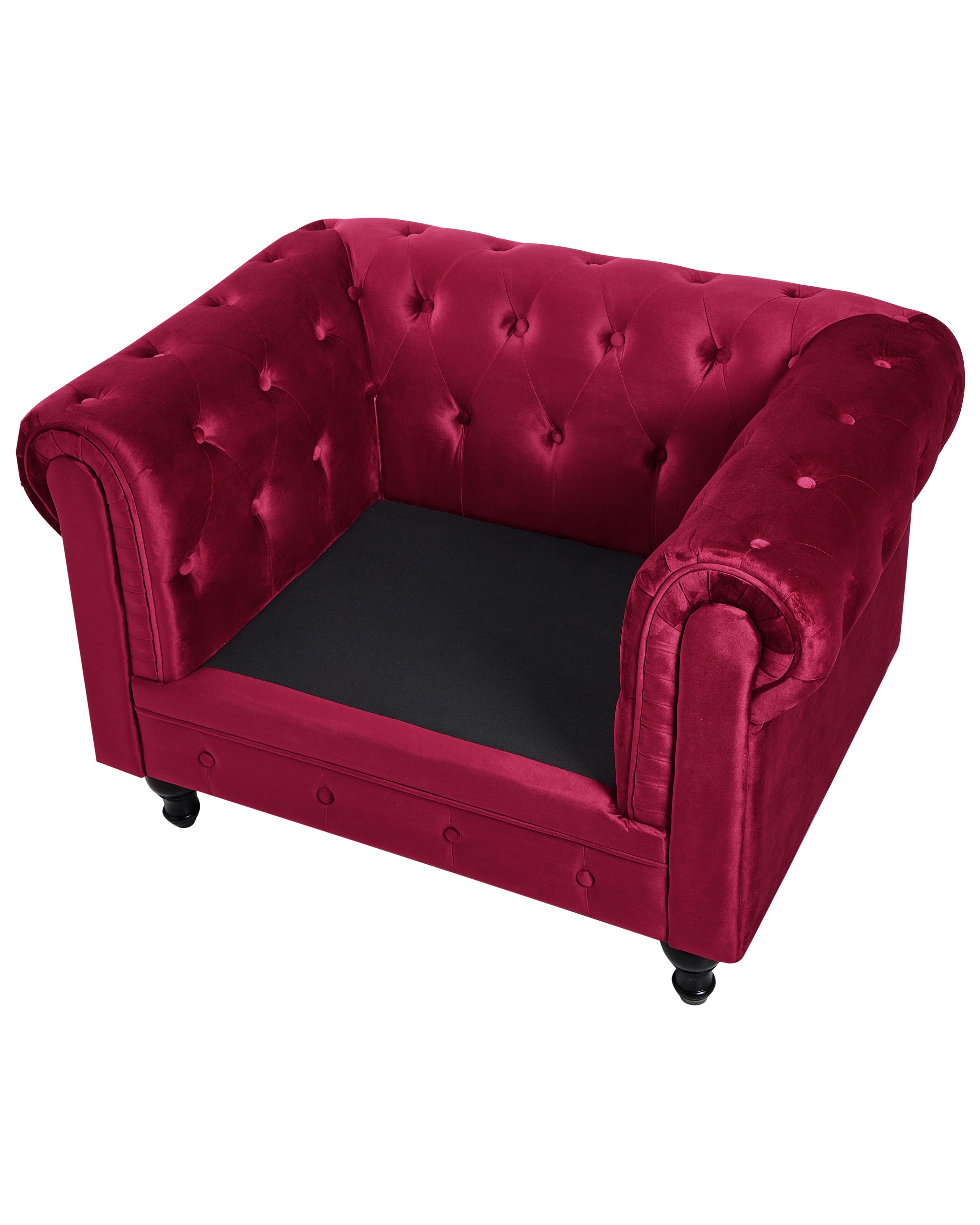 Fauteuil CHESTERFIELD Fluweel Bordeauxrood