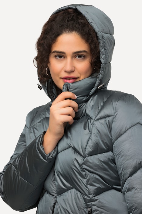 HYPRAR Steppjacke, fein glänzend, wasserabweisend, Kapuze