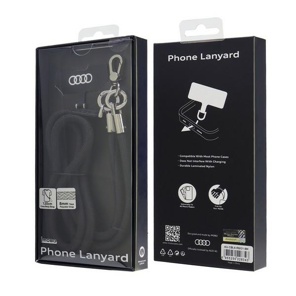 (120cm) Universal Necklace Handykette Nylon Umhängeband für Schutzhülle   1x Einlage (AU-CBL8-R8/D1-BK) - Schwarz