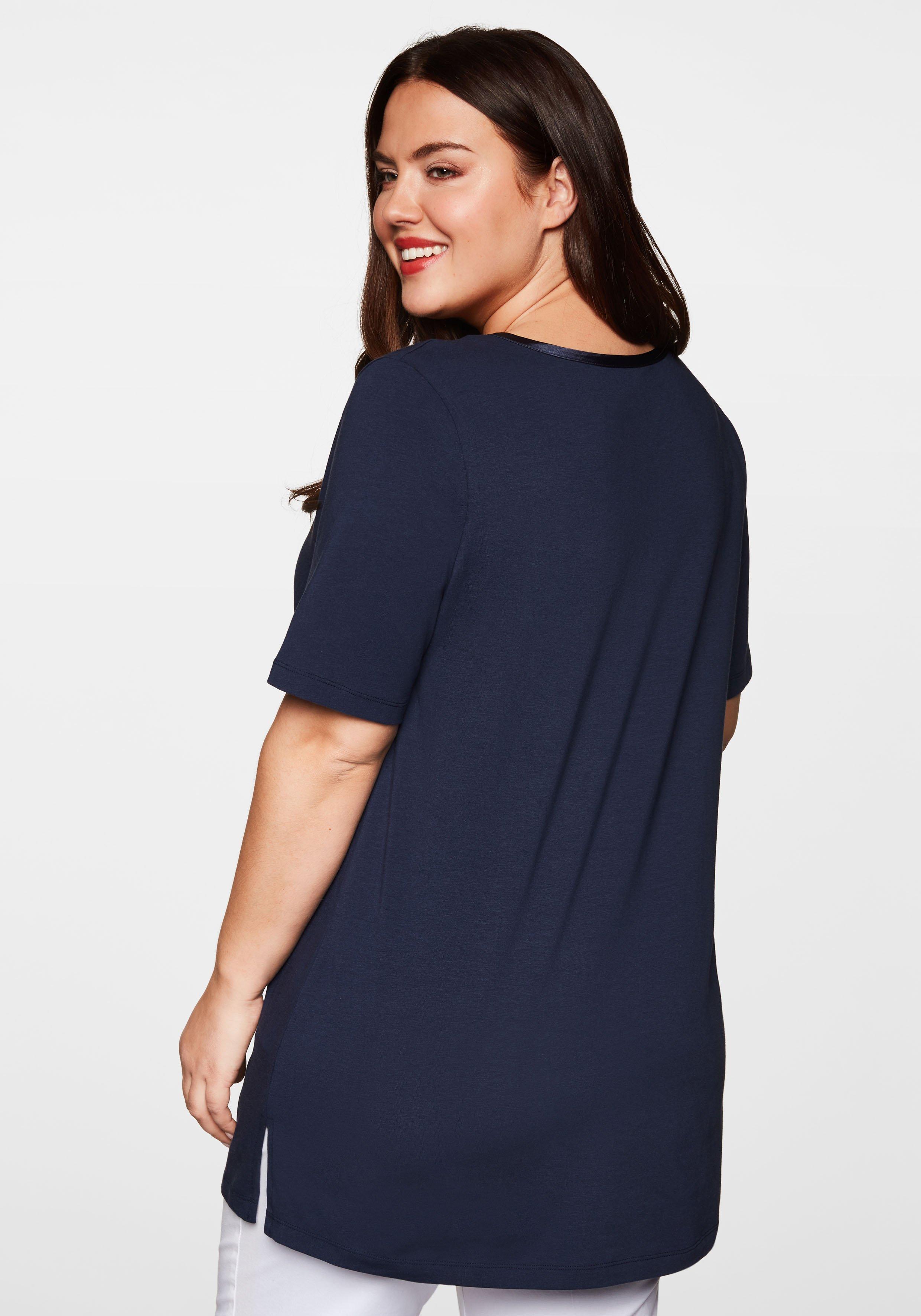 Longshirt in A-Linie mit Raffung am V-Ausschnitt