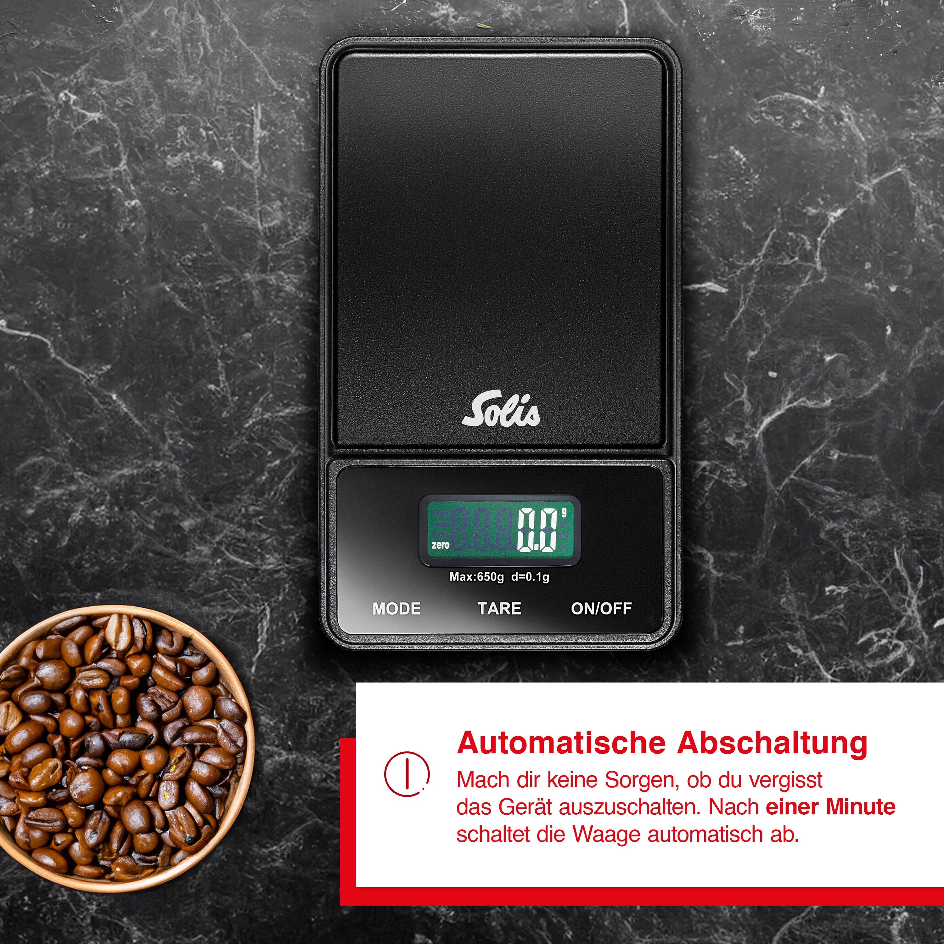 Solis Kaffeewaage, Digital, max. 650 Gramm, verschiedene Maßeinheiten