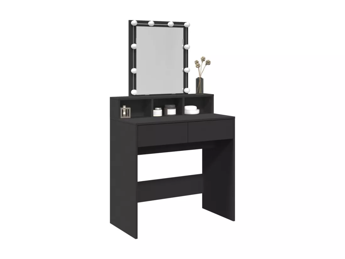 Coiffeuse avec LED noir 80x41x144,5 cm