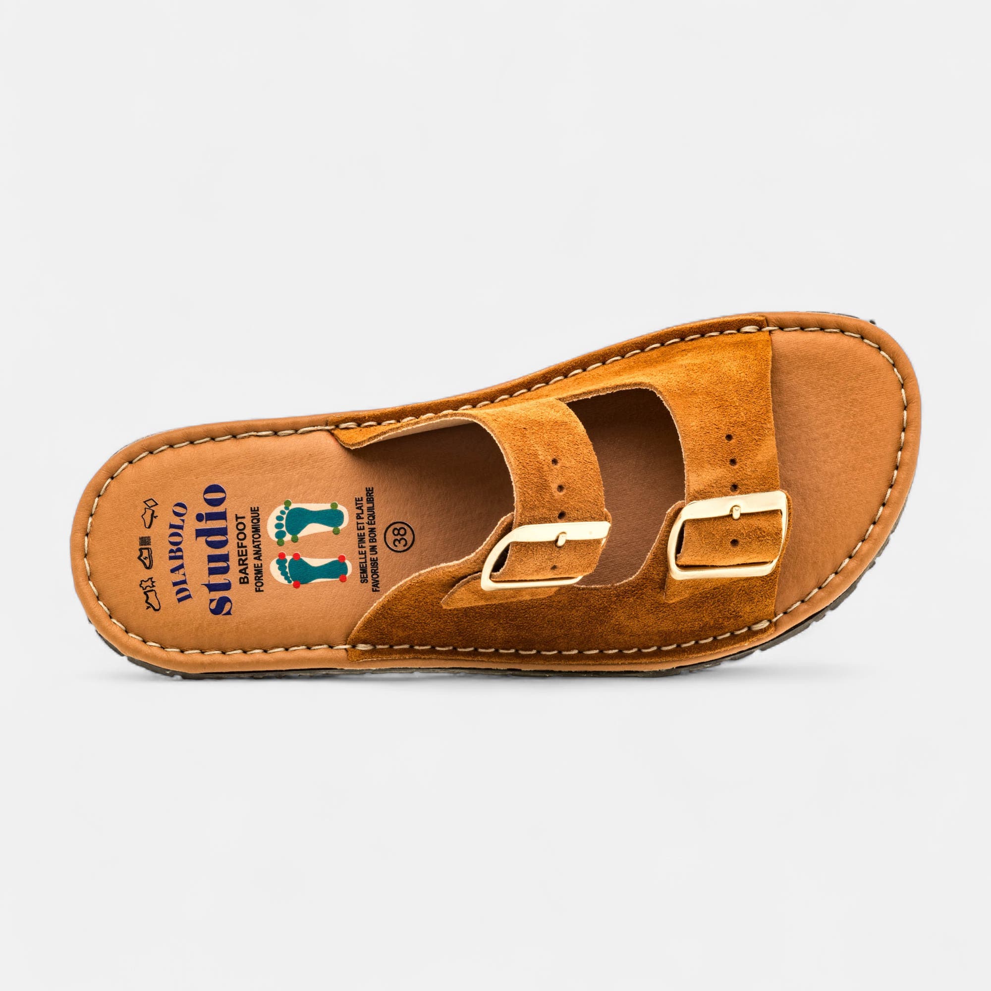 Mules Femme en cuir cognac