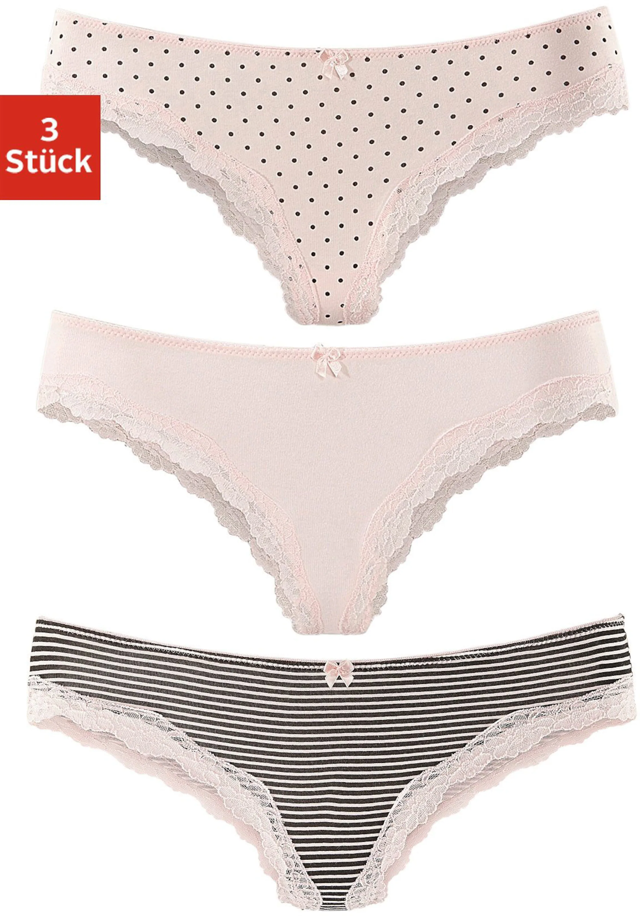 LASCANA Brasilslip in rosa-uni, gepunktet, gestreift
