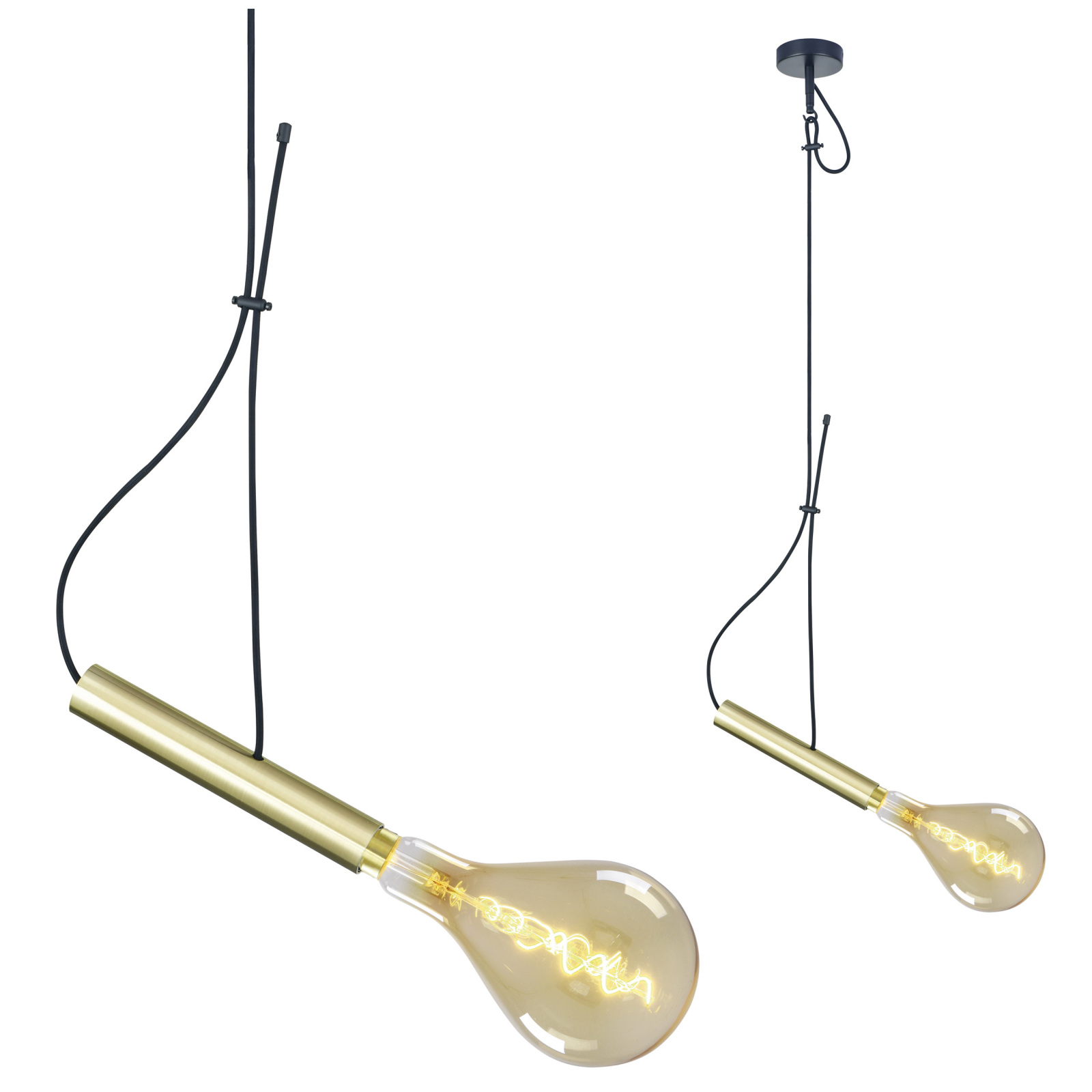 Pendelleuchte CORBATIN - messingfarben-schwarz - 120 cm