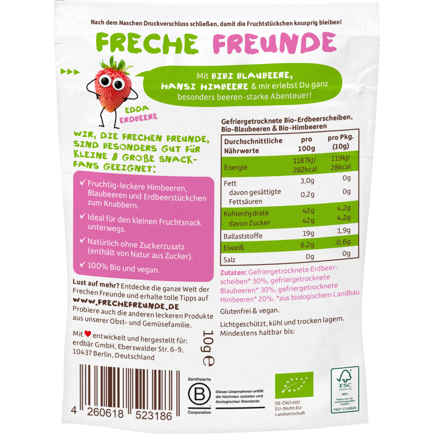 Freche Freunde Bio Fruchtchips Beerenmix 36+ Monate