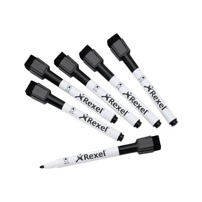 Rexel Joy - Pack de 6 marqueurs noirs pour tableau blanc - pointe fine