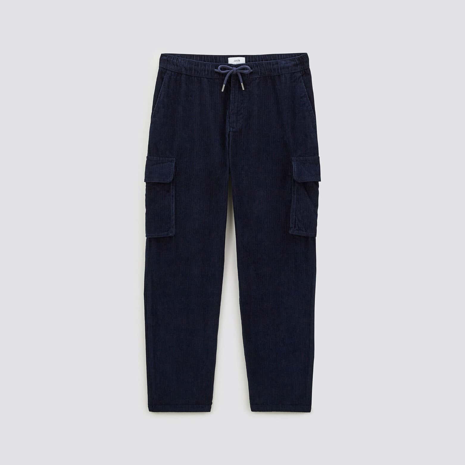 Pantalon cargo en velours coton recyclé Bleu foncé