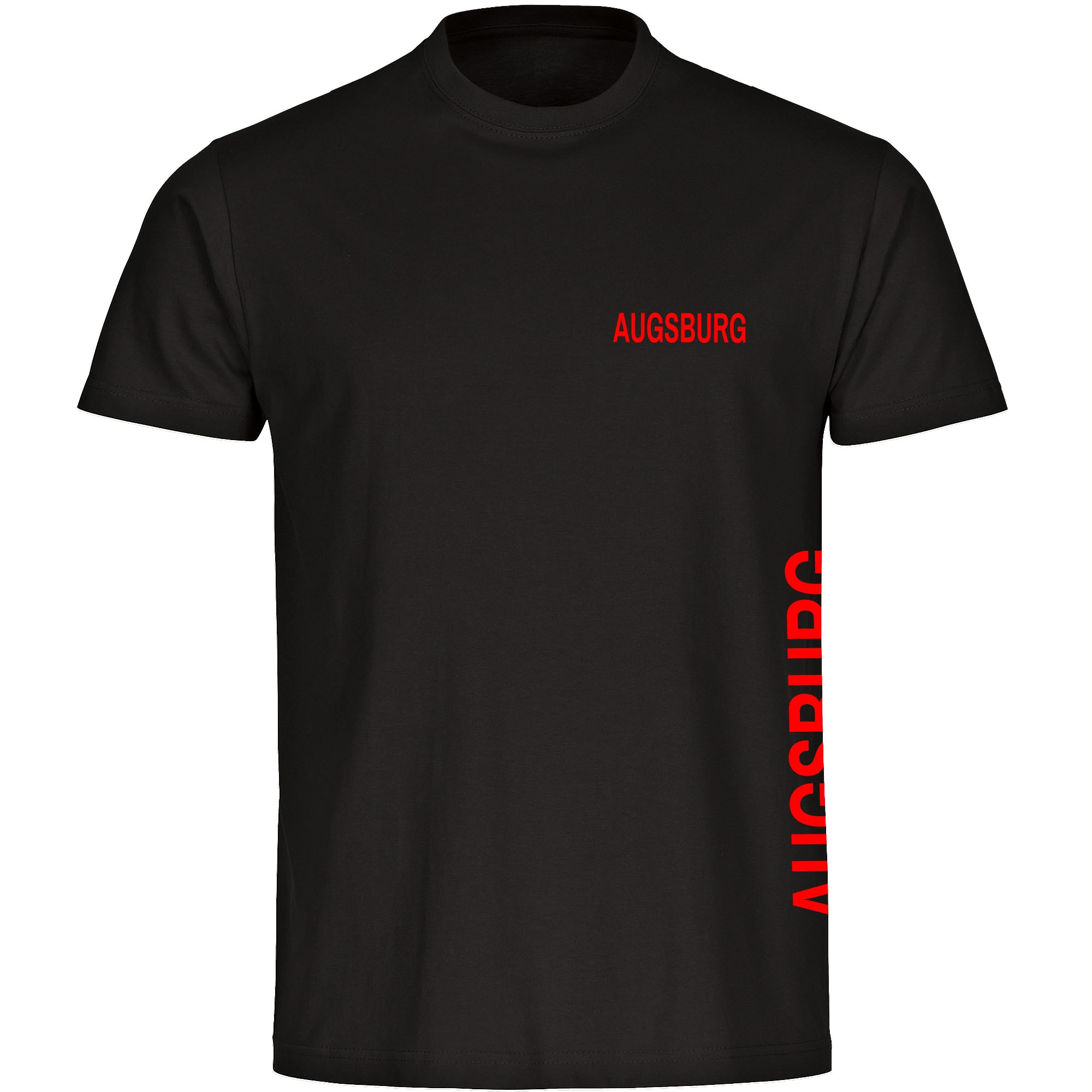 multifanshop® Herren T-Shirt - Augsburg - Brust & Seite - Druck rot