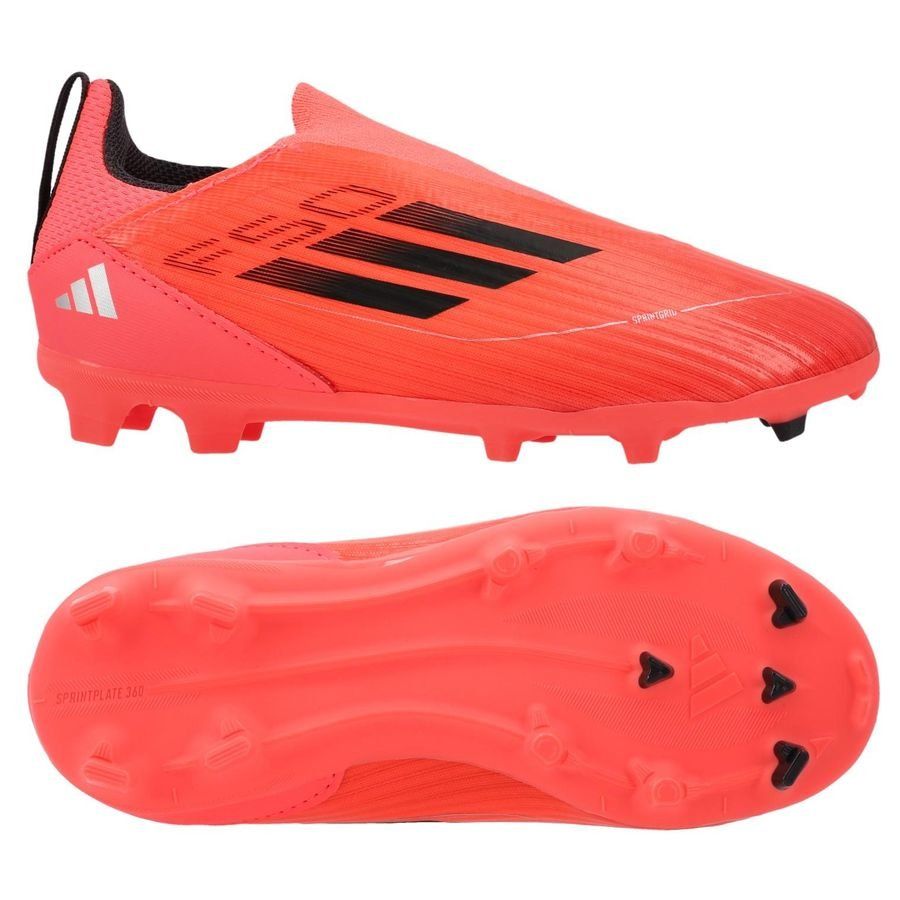 adidas F50 League Laceless FG/AG Vivid Horizon - Turbo/Aurora Black/Argenté Enfant