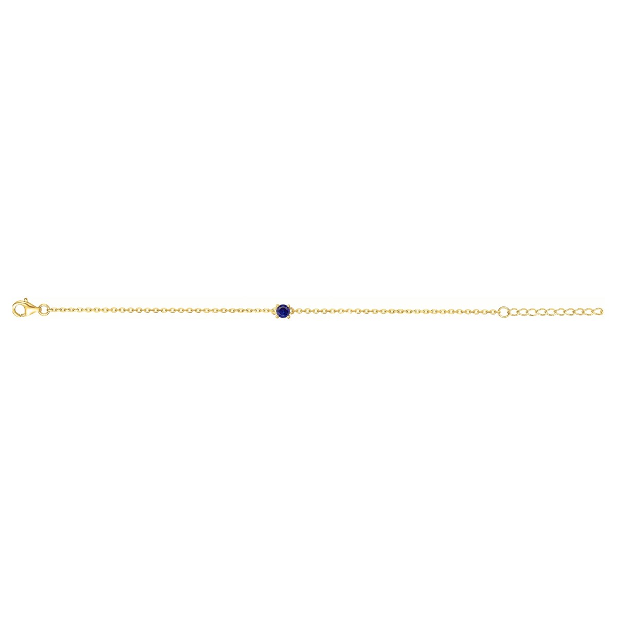 Bracelet souple mono-motif en Plaqué Or avec spinelle bleu saphir