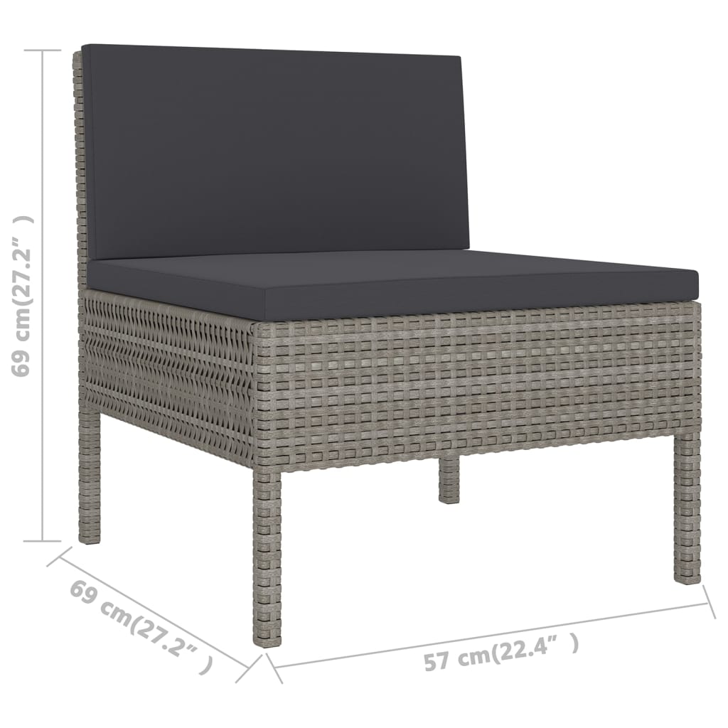 Salon de jardin meuble d'extérieur ensemble de mobilier 14 pièces avec coussins résine tressée gris