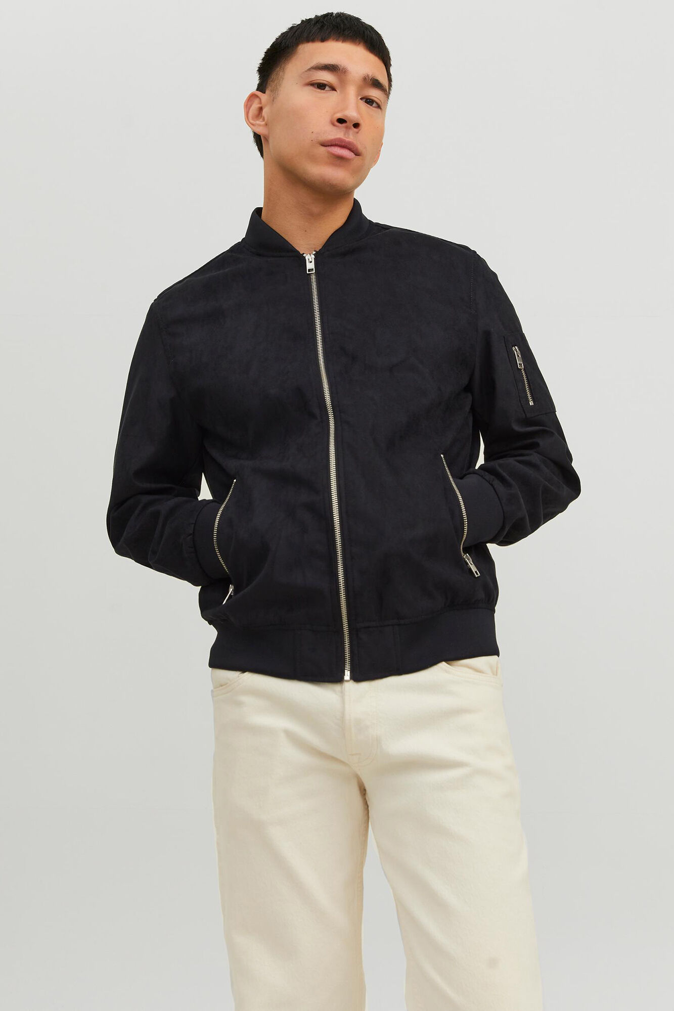 jaqueta bomber de couro sintético