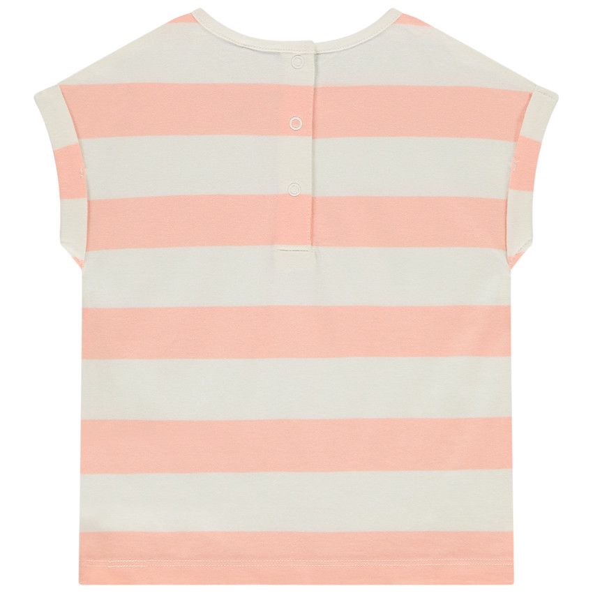 T-shirt manches courtes rayé print Minnie Disney pour bébé fille - Ecru