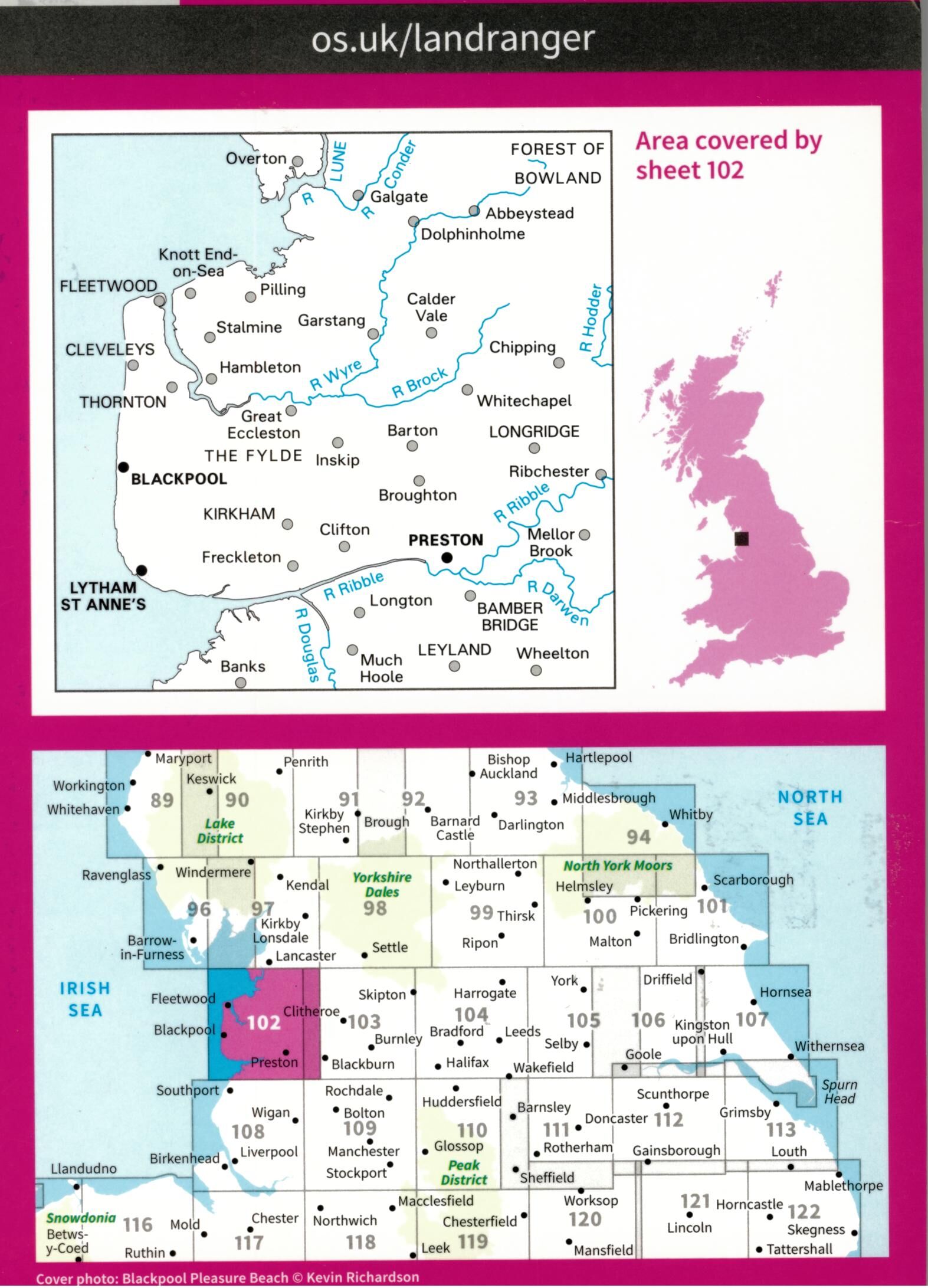 ORDNANCE SURVEY - 102 GB PRESTON BLACKPOOL 1 50 000
