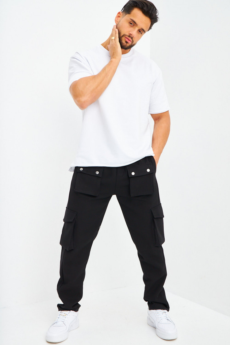 Pantalon de jogging noir poches cargo