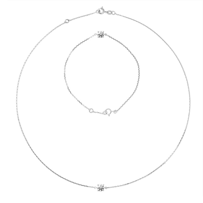 Parure SOLITAIRE : Collier - Bracelet - Argent 925