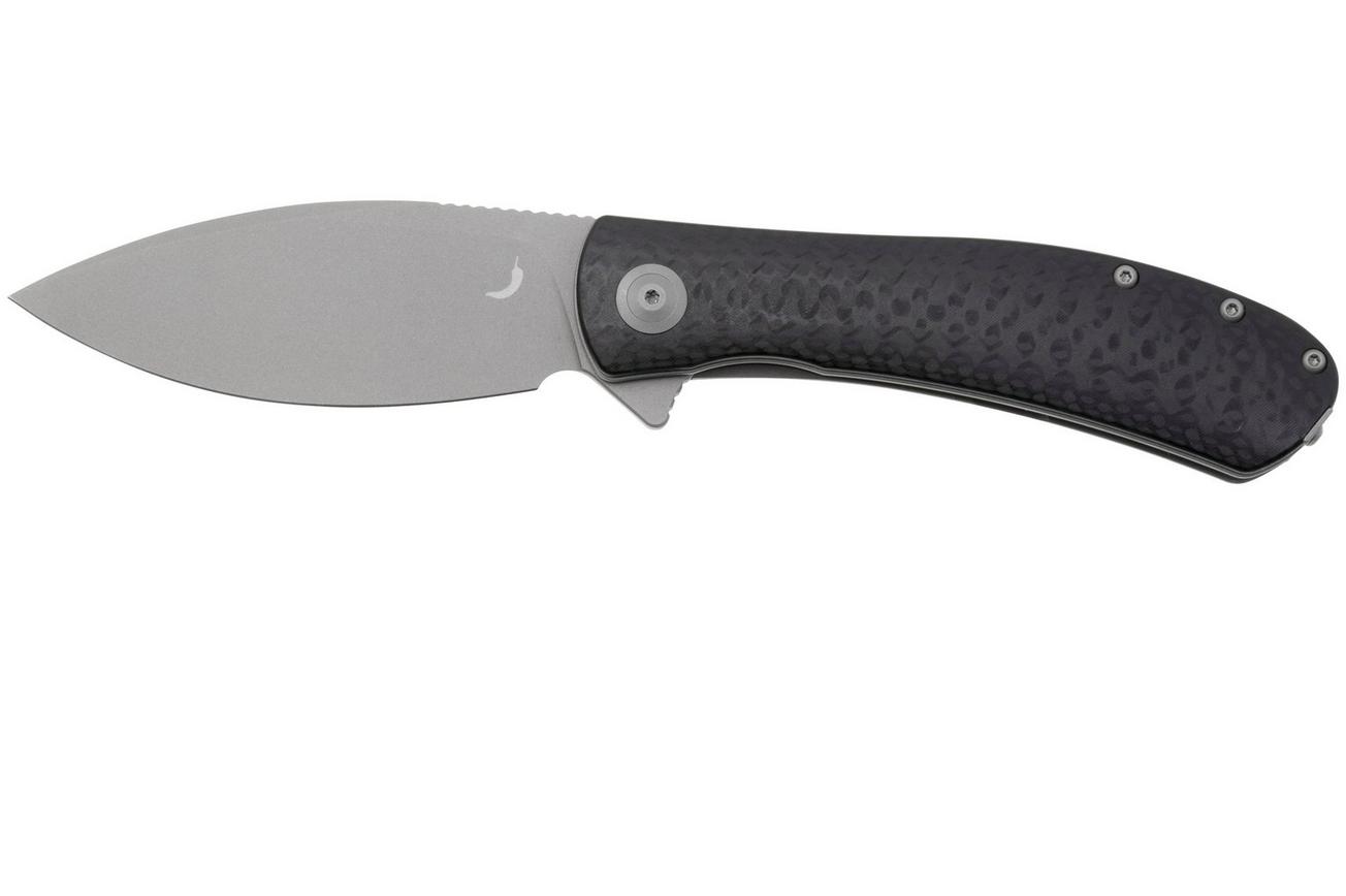 Trollsky Knives Mandu XL MT004-XL Dark Bead Blast D2, Black CarbonTex G10 zakmes