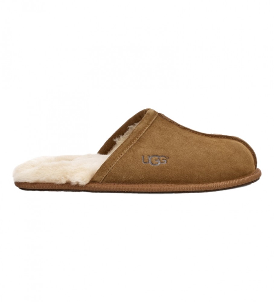 Pantufas UGG M Scuff em couro marrom para uso doméstico
