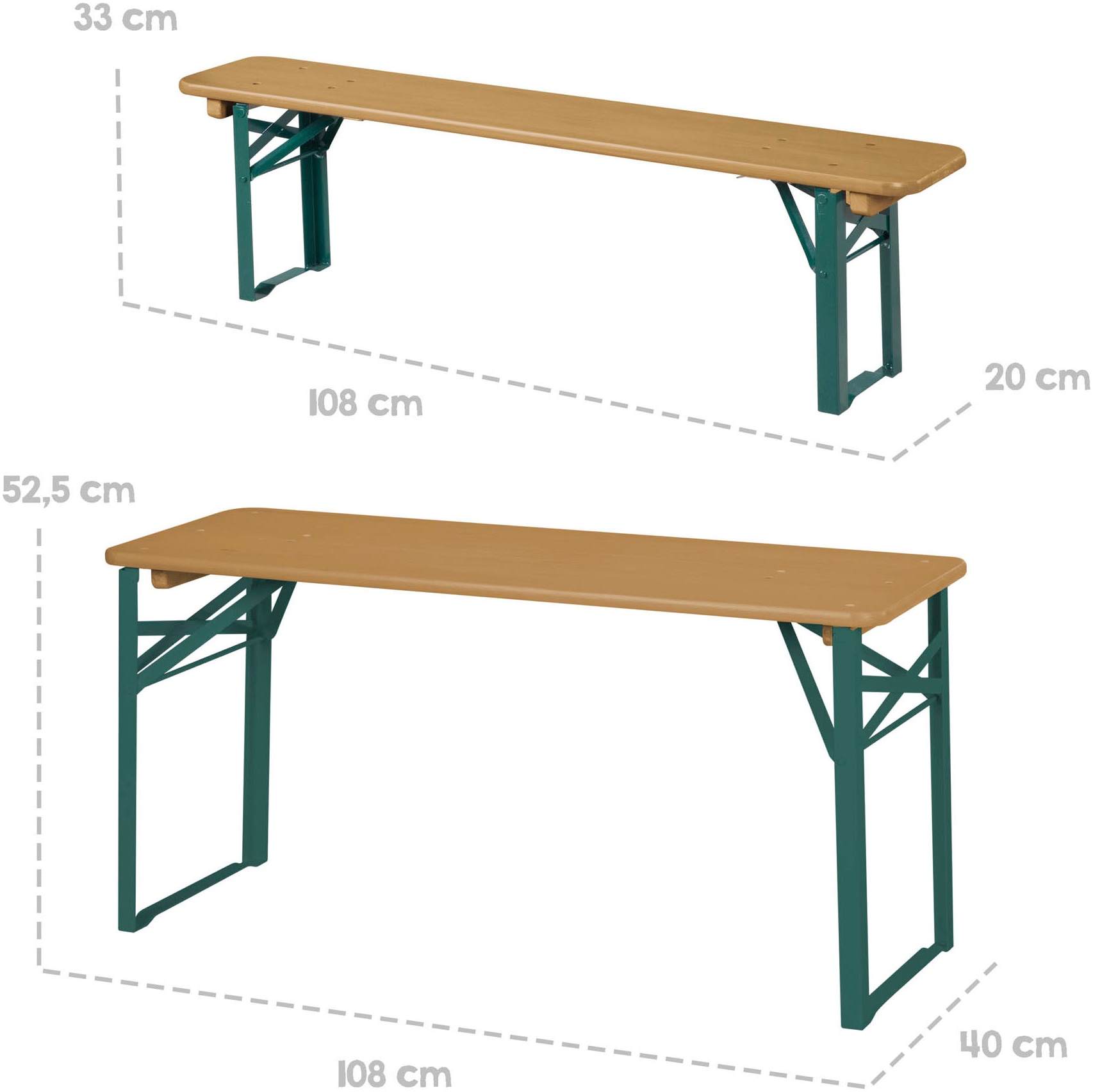 roba® Kindersitzgruppe »Outdoor Party-Garnitur für Kinder, natur/grün, aus Holz« 3 Stk. tlg. FSC® - schützt Wald