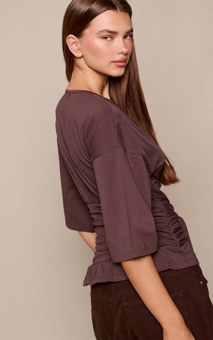 Chocolat T-shirt En Coton Avec Détail Drapé