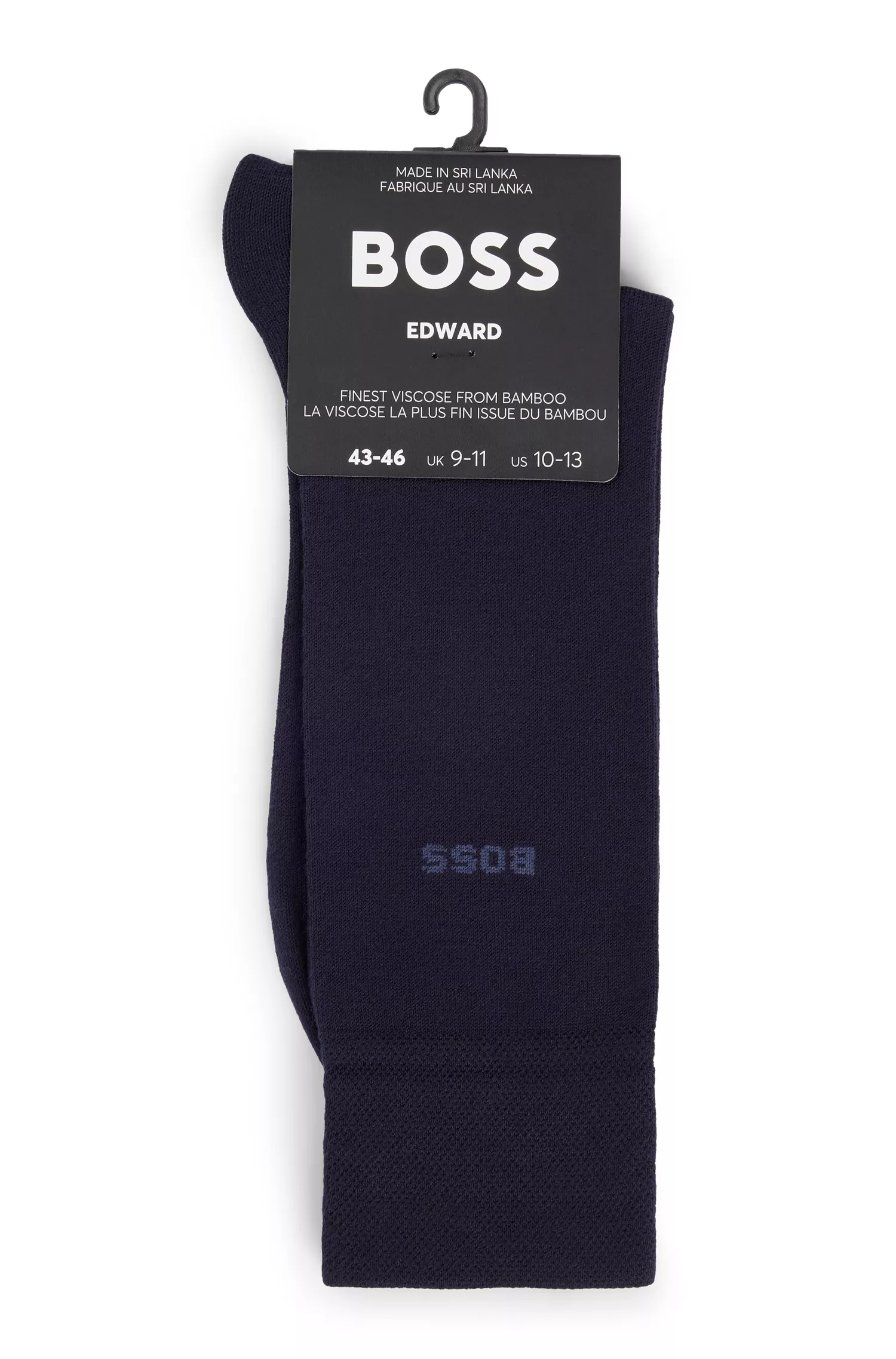 Meias BOSS pretas de comprimento normal com acabamento antibacteriano.