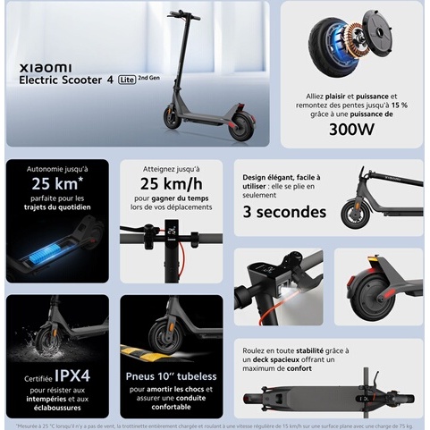 Trottinette électrique Xiaomi Electric scooter 4 Lite 2nd generation Noir