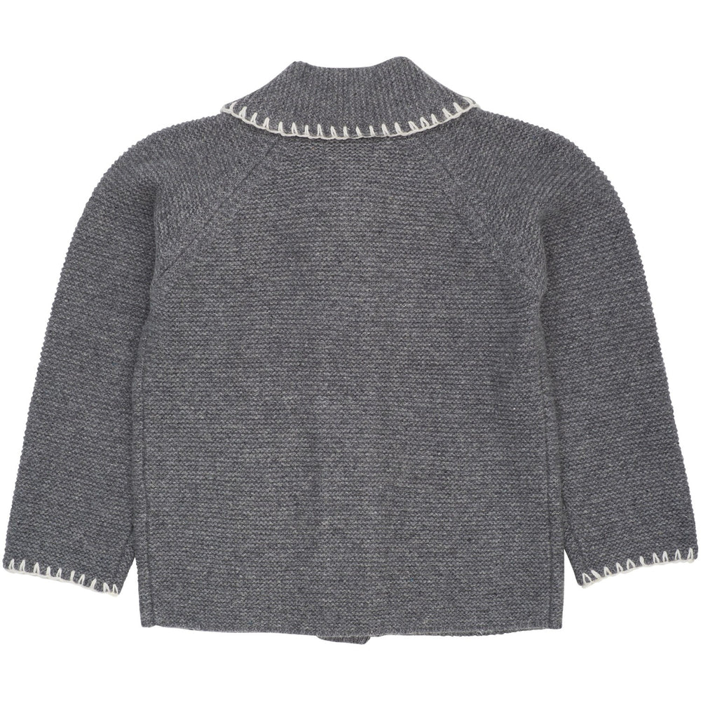 Køb COPENHAGEN COLORS Dk Grey/Cream Comb. Lambswool Cardigan W. Krave