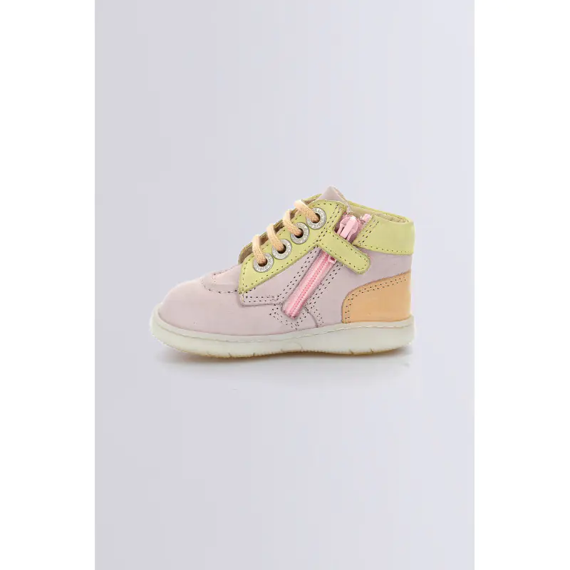 Kickiconic Rose jaune abricot BOTTILLONS Cuir Mixte