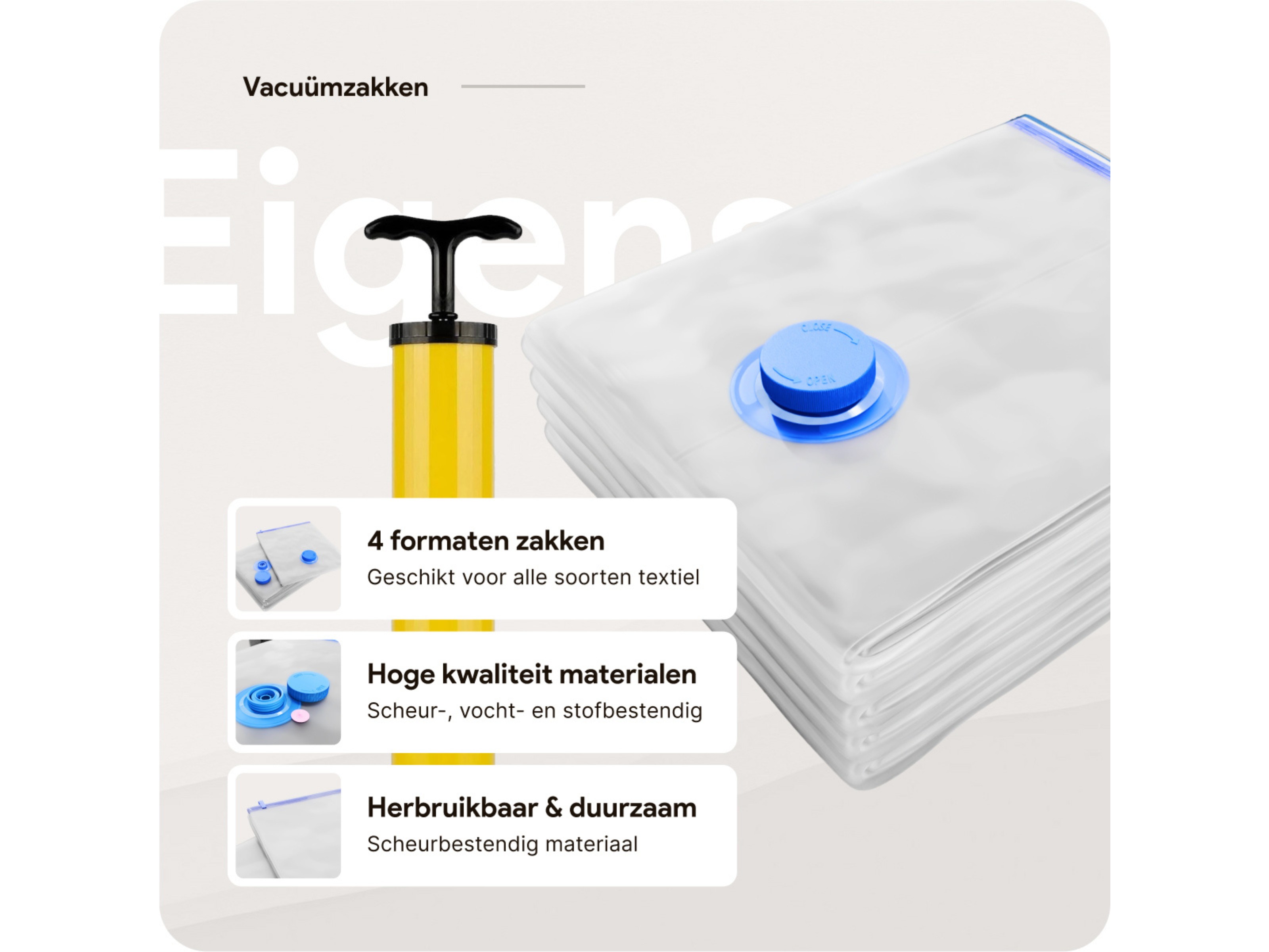 Thousandtravelmiles vacuümzakken met handpomp - Set van 14