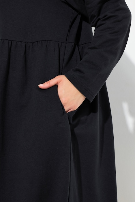 Jerseykleid, Kapuze, Glitzerband, A-Linie, Langarm