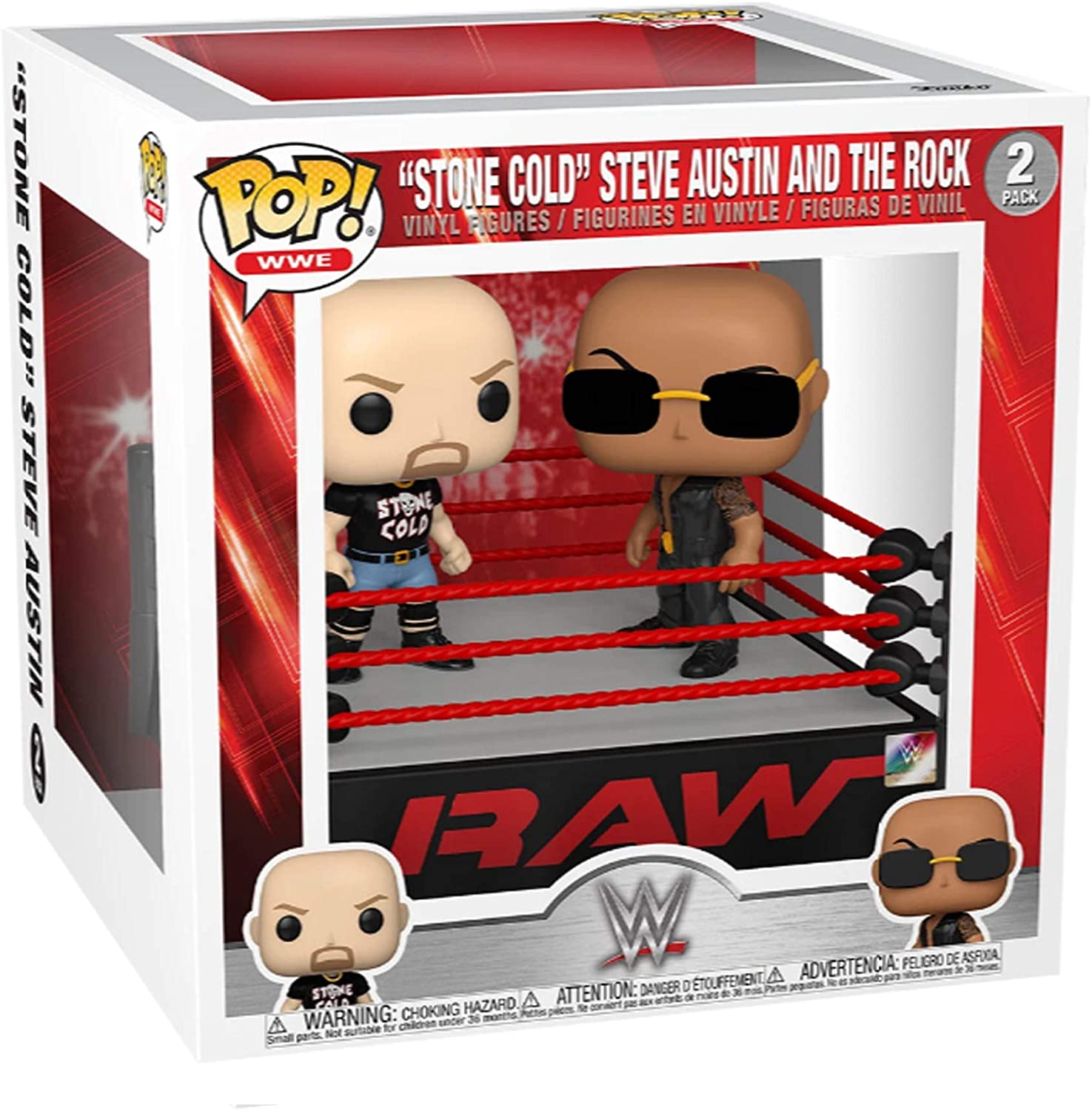 POP - WWE -The Rock vs Stone Cold w.Wrestling Ring