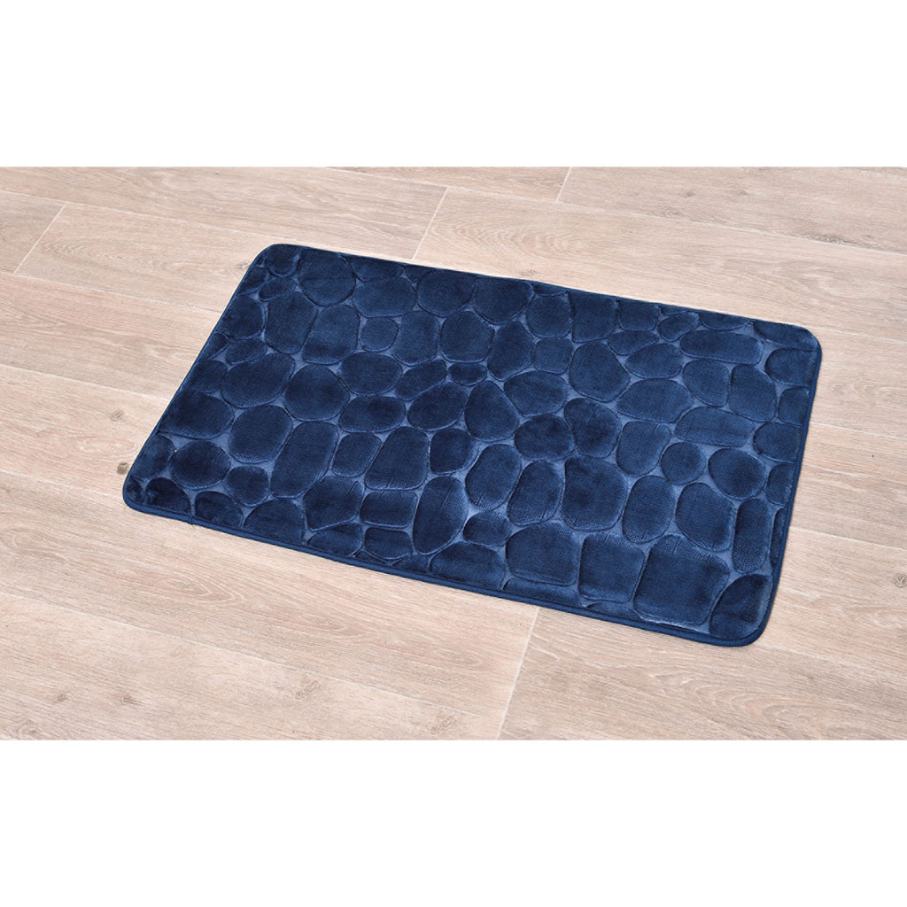 Tapis mémoire de forme galet bleu marine 50x80cm