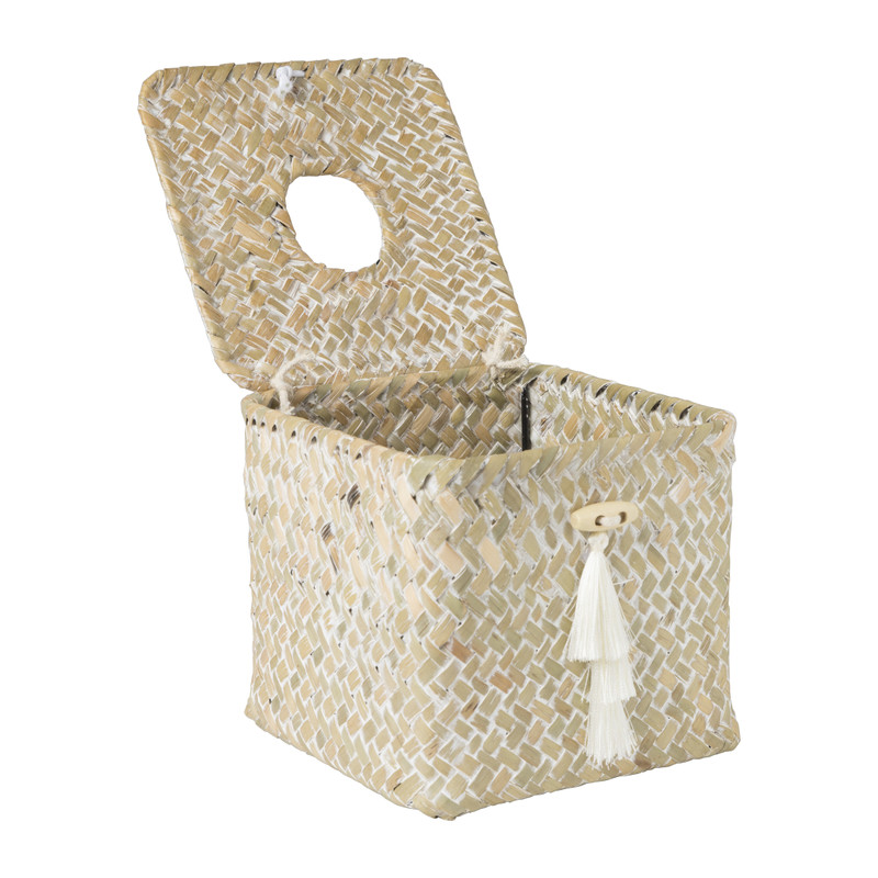 Tissueboxzeegras - naturel - 13x14x14 cm