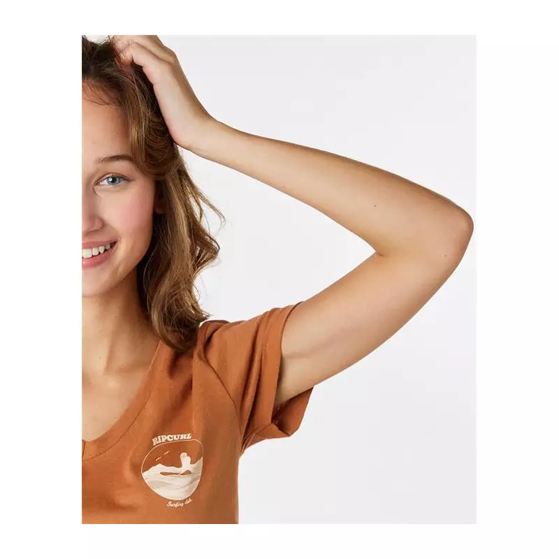 Teeshirt femme RIPCURL Re-Entry V Neck Tee Light Brown