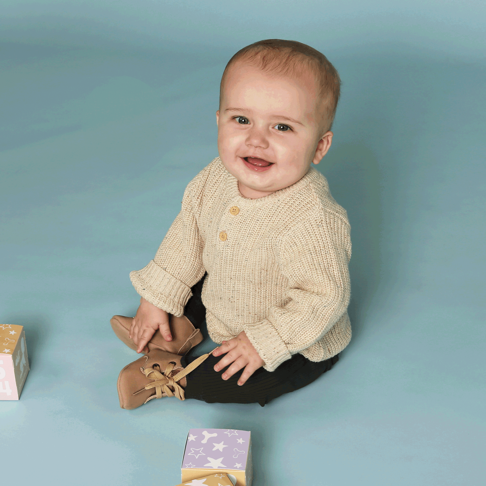 Shoesme Newborn beige leren slofje Leer | Uni schoenen