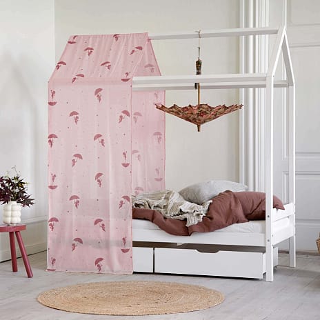 Hoppekids Ole Lukøje forhæng til husseng 70x160 cm - Rød