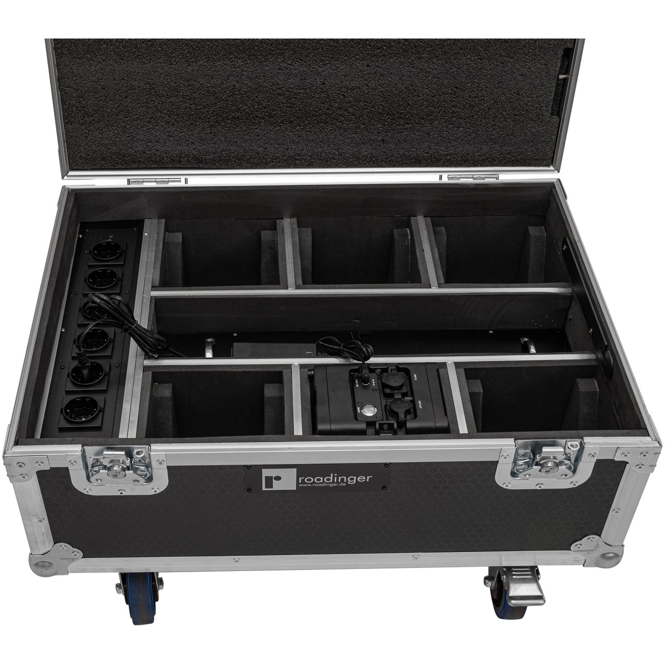 Roadinger Flightcase 6x AKKU IP TL-3 QCL Trusslight CRMX met oplaadfunctie en wielen