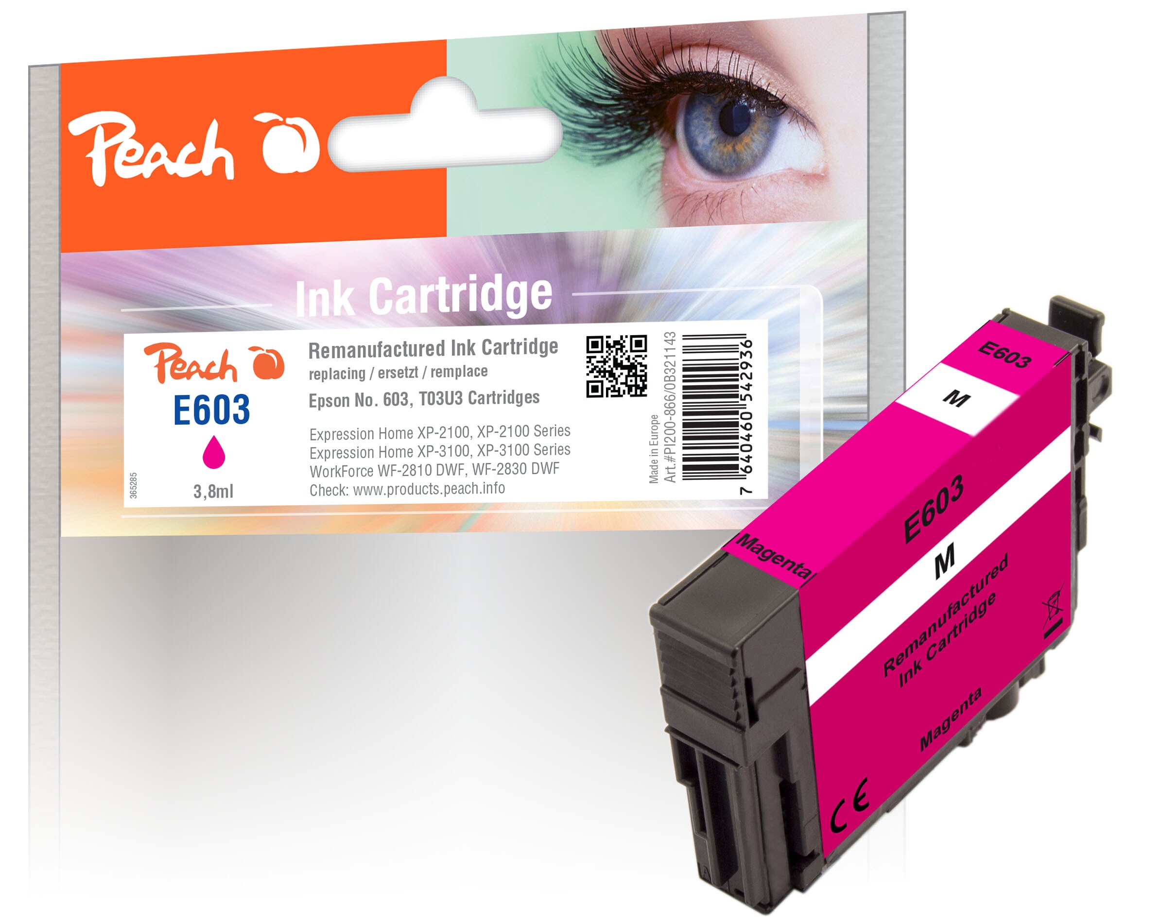 Peach E603 M Druckerpatrone ma ersetzt Epson No. 603M, C13T03U34010 für z.B. Epson Expression Home XP -2100, Epson Expression Home XP -2105 (wiederaufbereitet)