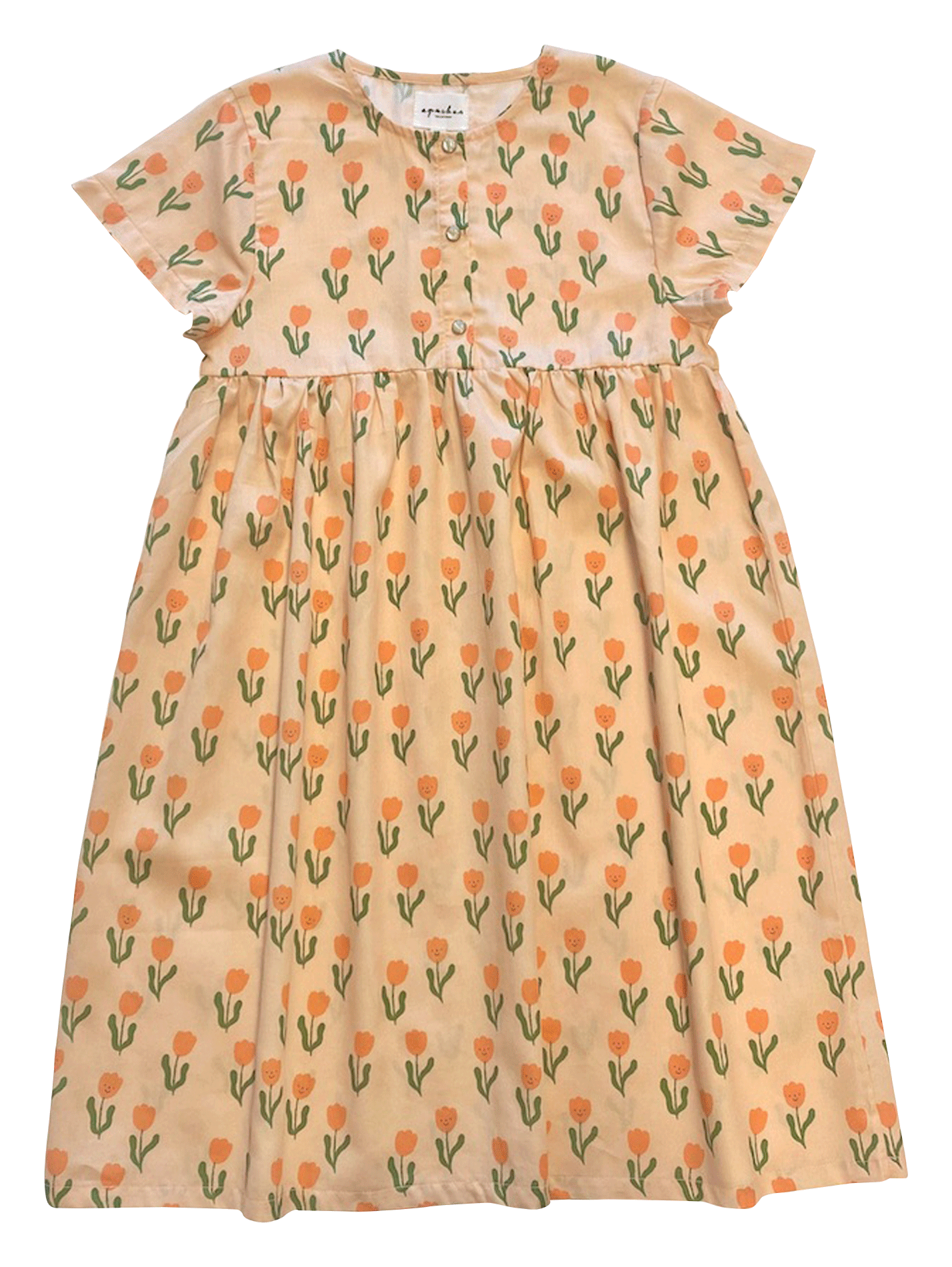 SOHAN - Robe longue col rond imprimée en coton | Rose