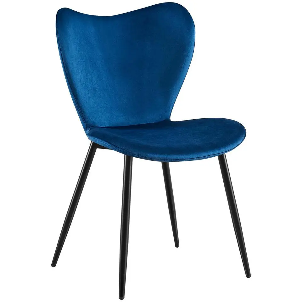 CLP Eetkamerstoel Maika zwart Frame - Fluweel - donkerblauw