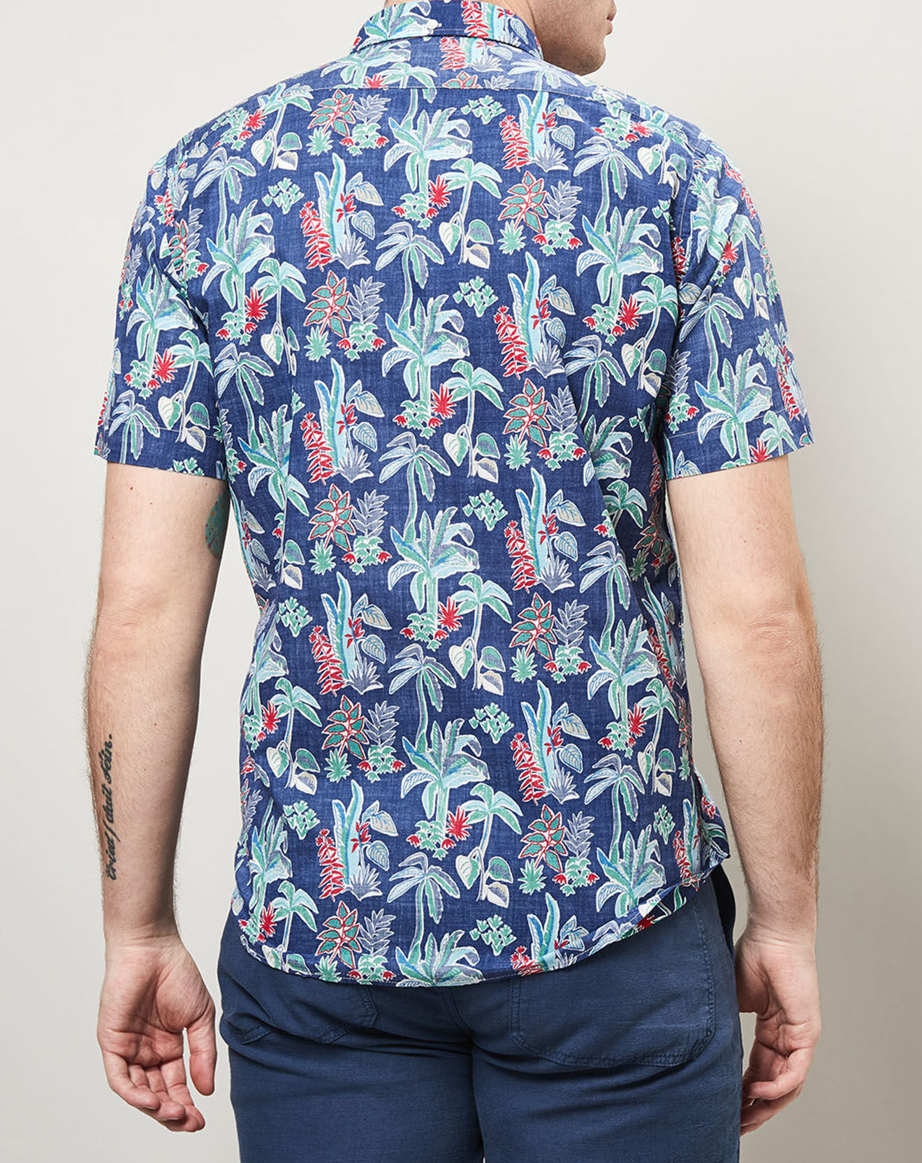 Hartford Chemise slim imprimée Sander bleue