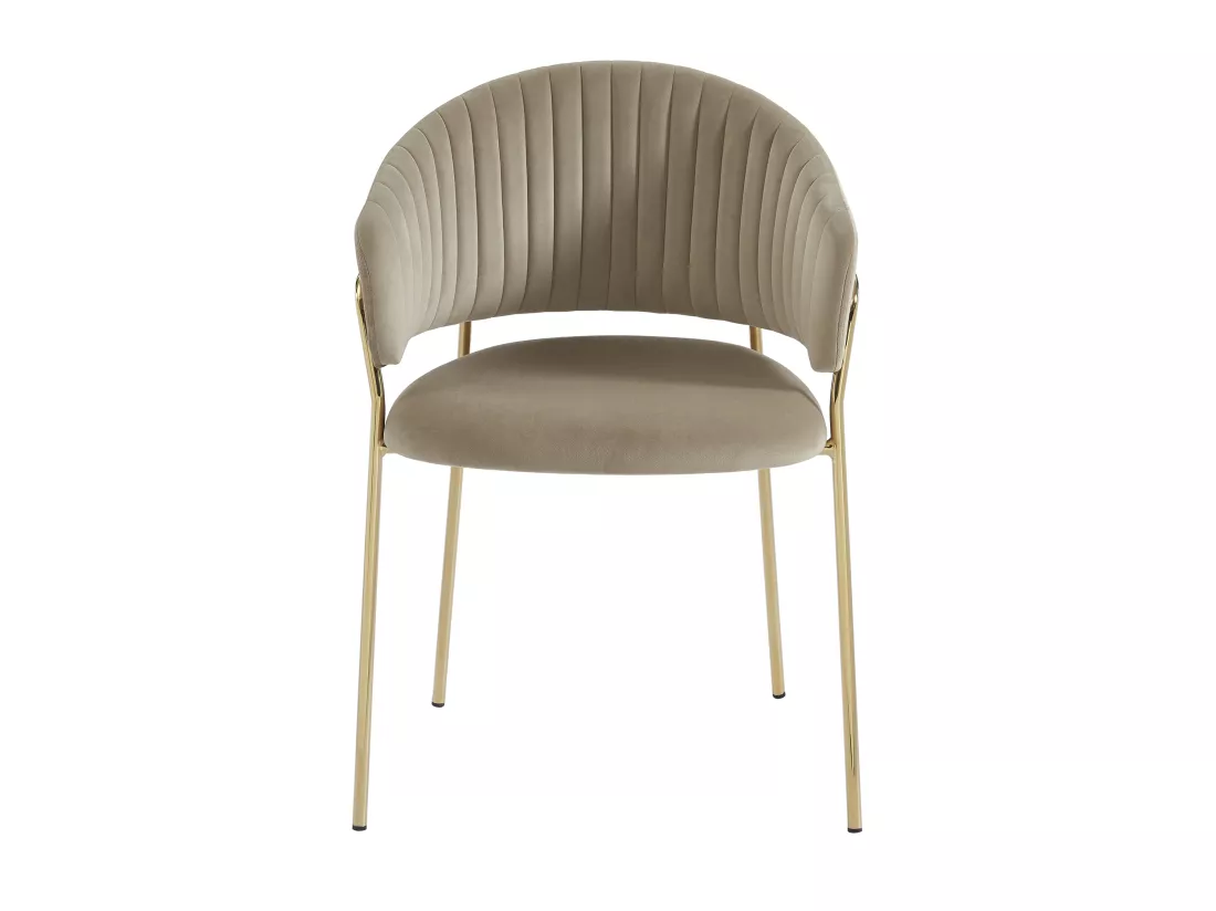 Lot de 6 chaises en velours et métal doré - Beige - MADOLIA de Pascal MORABITO