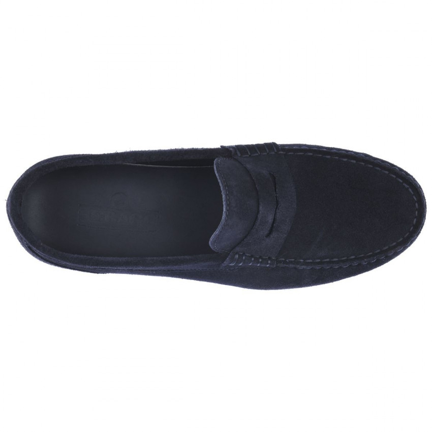 BYRON SUEDE Blue Navy MOCASSIN-Mocassin pour homme en cuir suede