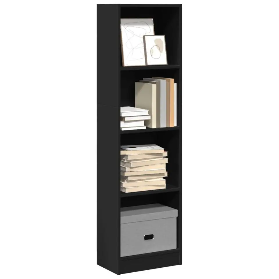 vidaXL - Boekenkast met 4 vakken - Zwart - Bewerkt hout - 40x24x143 cm