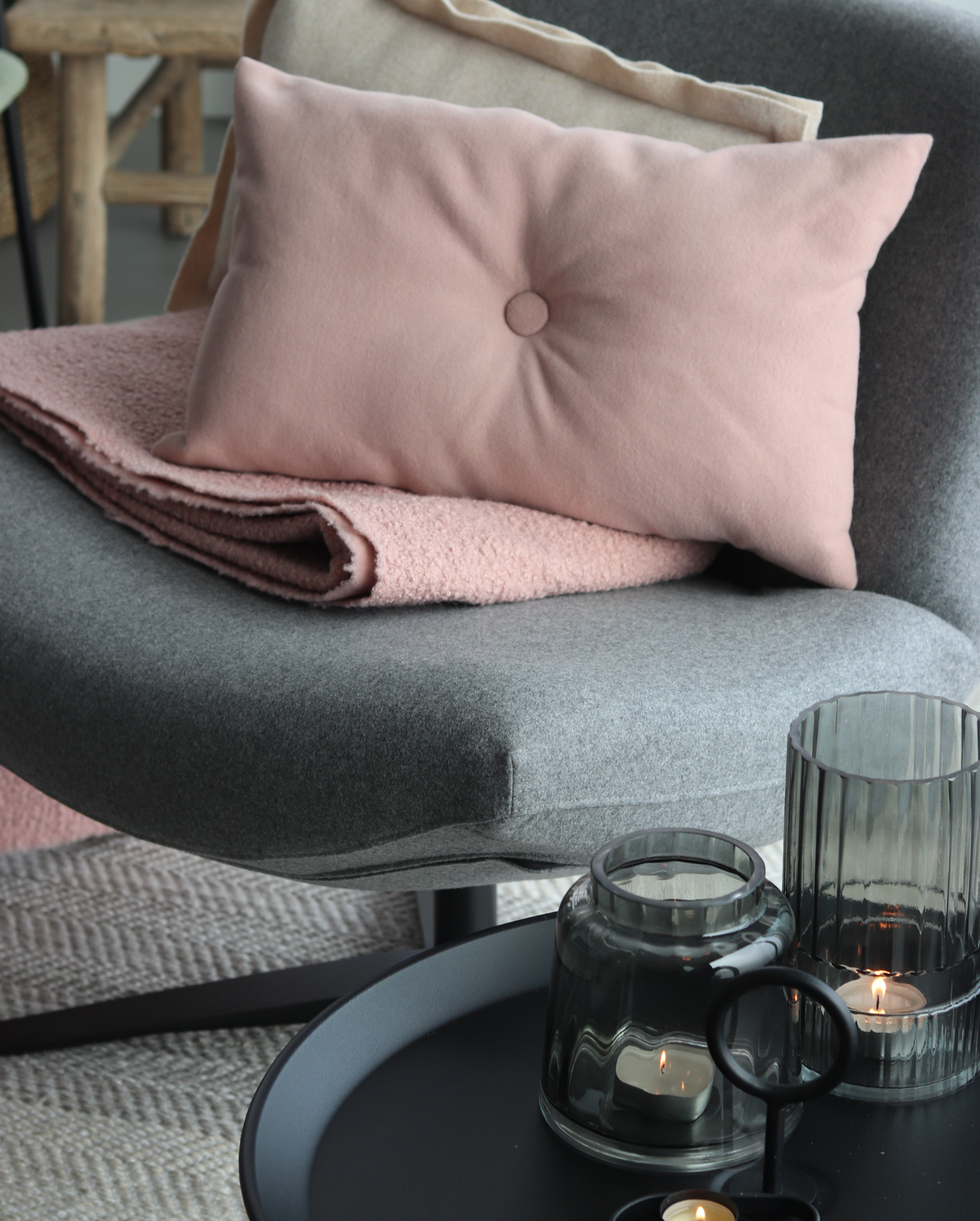 plaid boucle oud roze