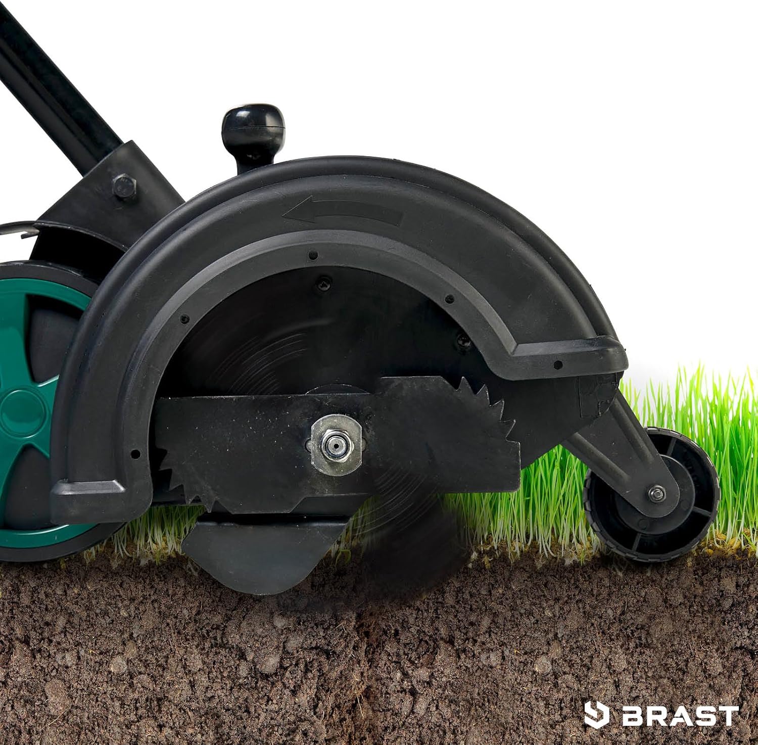 BRAST® Rasentrimmer Rasenkantenschneider | 1400Watt | doppelseitiges Flügelmesser | einstellbare Führungsschiene als Kantenschutz | Nylon-Unkrautbürste | robuste Teleskopstange | Sicherheitsschalter