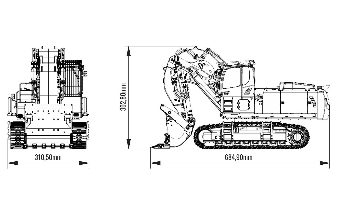 Steinbruchbagger 970-200 SME, Weiss, 1:13.5, RTR<br>Hydraulischer Steinbruch Kettenbagger im Massstab 1:13.5